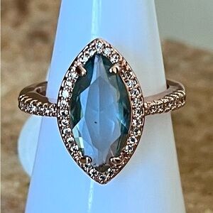 BP Retro RBP2184 Elegant Marquise Blue Stone Ring in Rose Gold